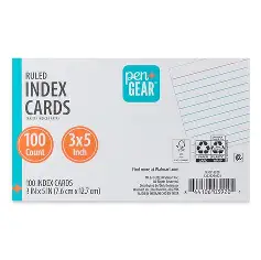 INDEX CARD 3x5 WHITE RULED 100 COUNT PEN & GEAR
