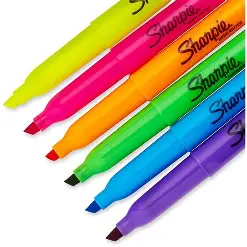 HIGHLIGHTERS YELLOW, PINK, ORANGE, GREEN, BLUE, PURPLE SMEAR GUARD SHARPIE