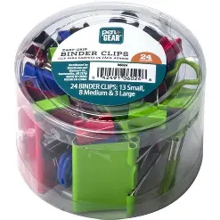 BINDER CLIP 24CT ASSORTEDCOLOR AND SIZE PEN & GEAR