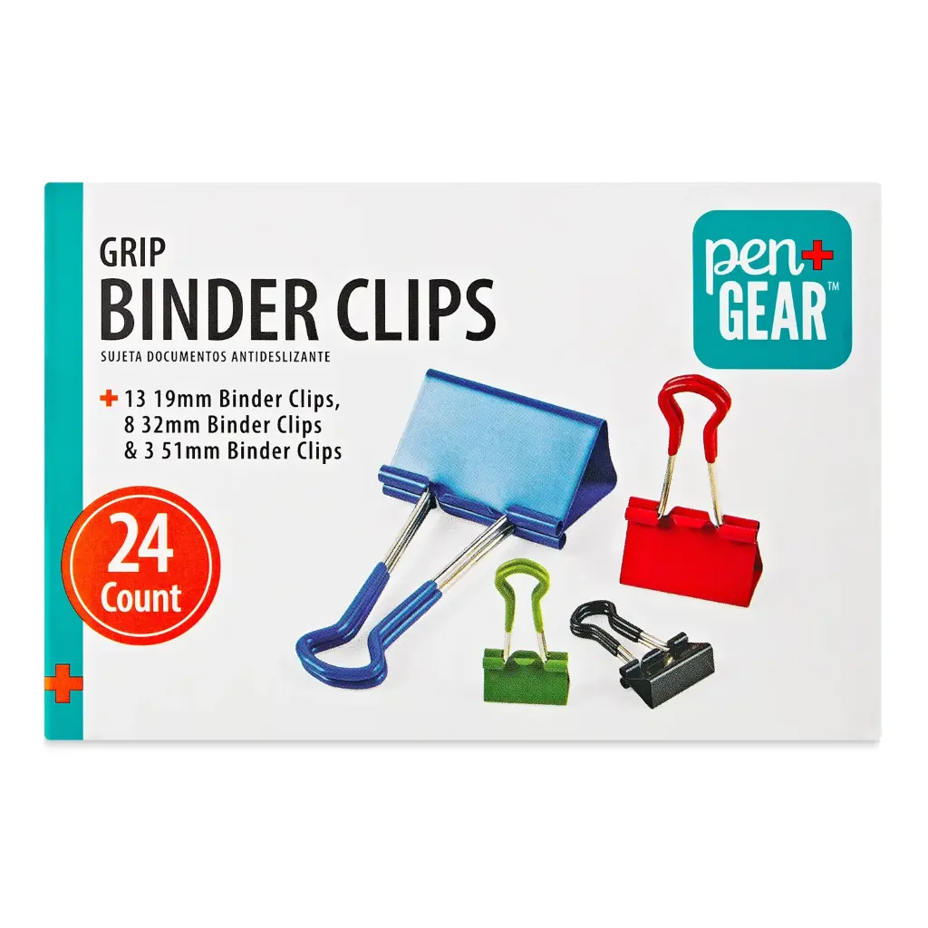 BINDER CLIPS 24CT ASSORTED COLOR AND SIZE PEN & GEAR