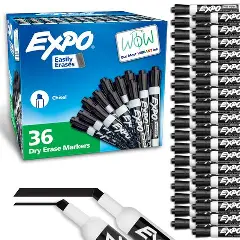 MARKER BLACK CHISEL TIP DRY ERASE EXPO LOW ODOR 36 COUNT EXPO