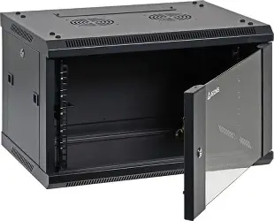 [9257] SERVER RACK 6U ENCLOSURE W/ GLASS DOOR, COLLING FAN, LOCKS, & REMOVABLE SIDE PANELS, WALL MOUNT NETWORK CABINET 19 INCH RACK 17.7 ICHES DEEP NAVEPOINT 