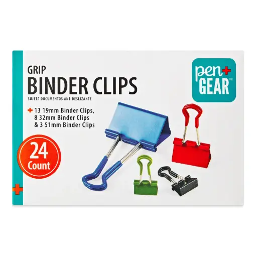 [11092] BINDER CLIPS 24CT ASSORTED COLOR AND SIZE PEN & GEAR