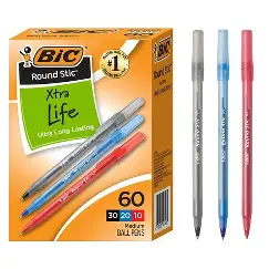 [62009] PENS ASSORTED ROUND STIC ASR 60(PACK!) BIC