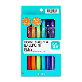 [62095] PEN RETRACTABLE BALLPOINT MEDIUM POINT 1.0 MM 8 COUNT ASSORTED COLORS PEN & GEAR (SINGLE!)
