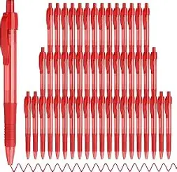 [63023] PEN 1.0MM RED INK 50 COUNT BALLPOINT RETRACTABLE DEEGTRAN